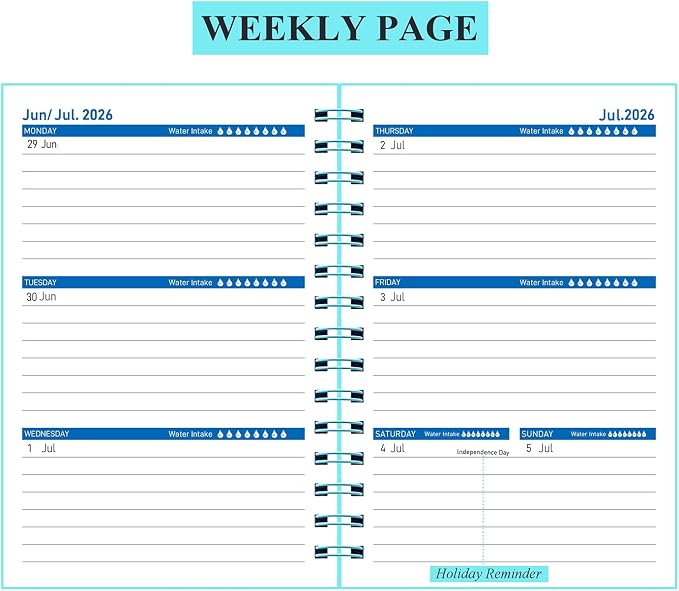 Planner 2026-2027, Weekly and Monthly Planner 2026-2027 Academic Year (July 2026-June 2027), 18 Months Calander Planner, Daily Agenda Book for School Student, Teachers, Office Supplies, Home, 8.2"×5.5" (JUL.2026-DEC.2027 Light Blue)