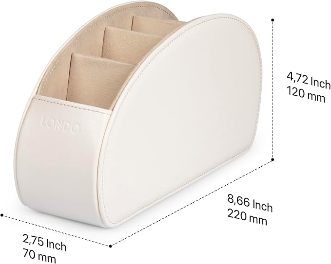 Londo Remote Control Holder with 5 Pockets - Store DVD, Blu-Ray, TV, Roku or Apple TV Remotes - PU Leather with Suede Lining - Slim, Compact Living or Bedroom Storage