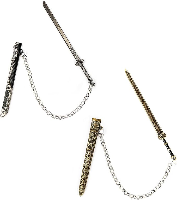 2 Pcs Metal Sword Bookmark with Scabbard,Vintage Book Marks for Reading Men,Book Reading Accessories,Gift for Men Teacher and Student Office School Library Bookstore(Black Yellow)