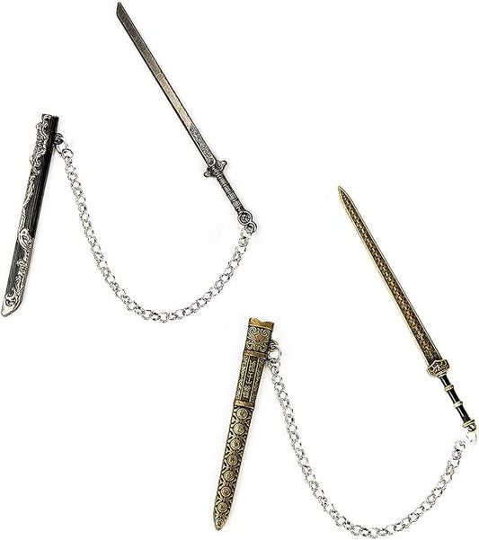 2 Pcs Metal Sword Bookmark with Scabbard,Vintage Book Marks for Reading Men,Book Reading Accessories,Gift for Men Teacher and Student Office School Library Bookstore(Black Yellow)