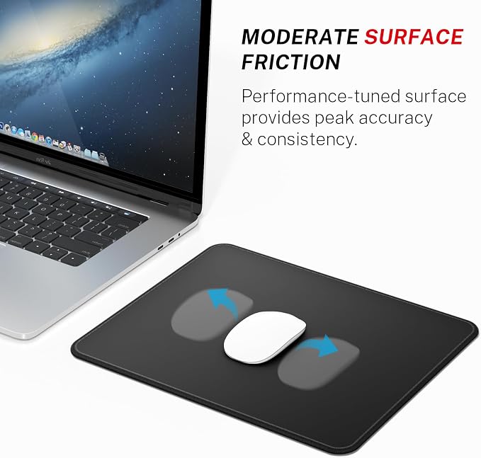 MROCO Essential Gaming Mouse Pad, 40% Expanded Size, 12.6 x 10.8 in, Black | Extended Size, Anti-Fray Stitched Edges, Premium Textured Surface, Non-Slip Rubber Base, Water & Stain Resistant Protection