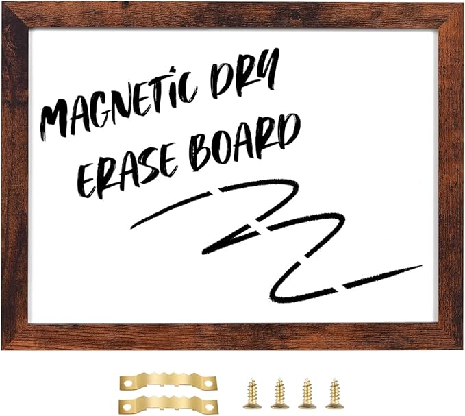 Dry Erase White Board for Wall, Magnetic Whiteboard, Hanging Board for Decoration/Planning/Drawing/Memo,for Office/School/Home11.8" x 15.7"-Walnut Brown