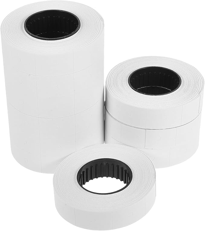 Tofficu 10 Rolls Price Labeler Sticker Paper Rolls White Labels for Price Marker 500 Sheets Per Roll 10 Set Accessories for Retail Pricing and Office Labeling