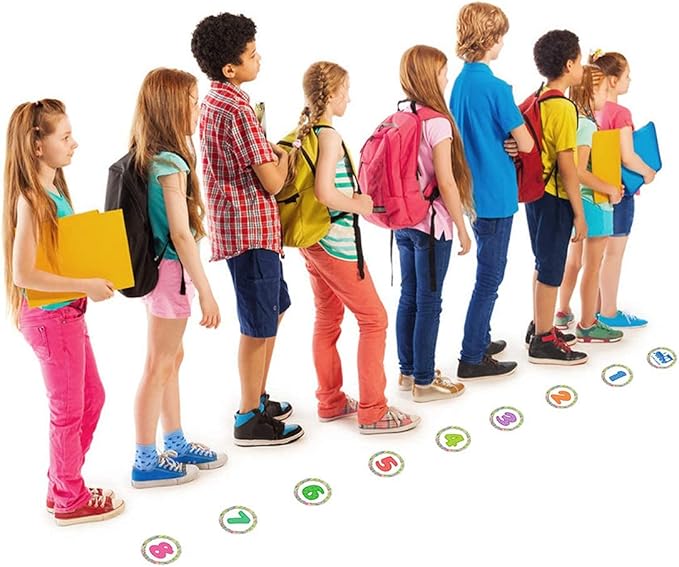 Wisdompro Line Up Spots for Classroom Floor, 42 Pcs 4 Inch Colorful Number Stickers Markers Line Up Dots Floor Decals for Back to School Preschool Kindergarten Elementary Classroom