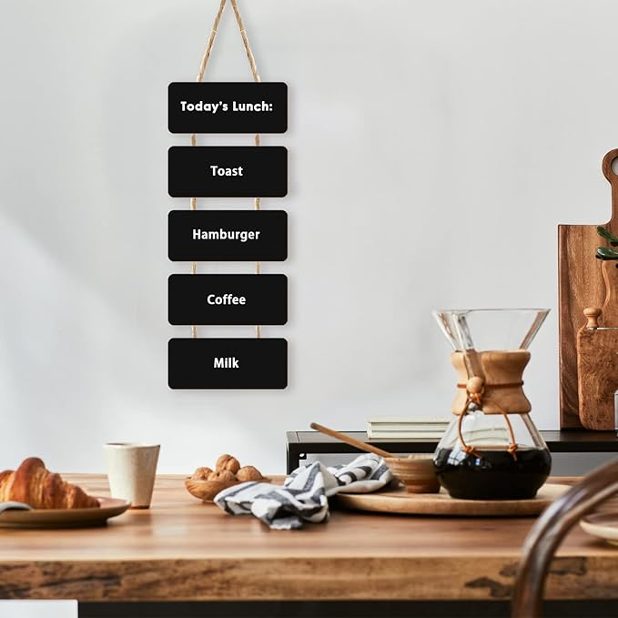 Double Sided Hanging Chalkboard Signs Wooden Erasable Message Board Rustic Chalkboard Hanging Signs Rectangle Message Memo Display with Rope for Wedding Bar Restaurant Kitchen Wall(1 Set)