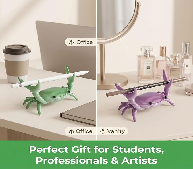 Desk Crab Pencil Holder for Desk 4PCS, Deskcrab Pen Holder Weightlifting Crab Pen Holder Desk Organizer, Phone Stand Glasses Holder, Fun Office Gifts for Coworkers Desk Decor