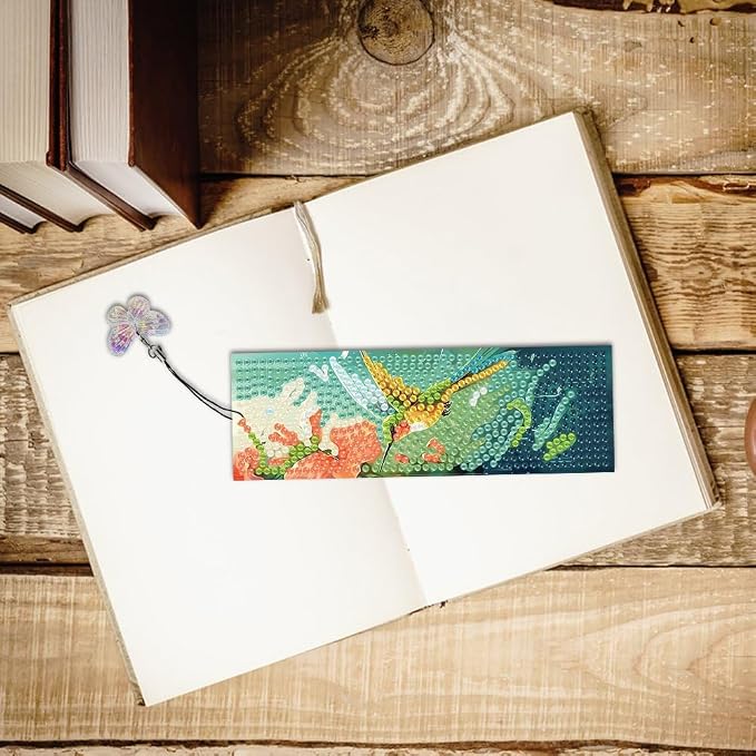 4PCS Diamond Art Bookmarks DIY Hummingbirds Diamond Painting Bookmarks for Adults Book Lovers Beginners DIY Crafts, Christmas New Year Graduation Birthday Gift
