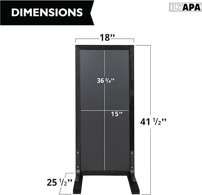 Ilyapa Large Chalk Board Sign - Free Standing Sidewalk Easel - Outdoor Menu for Restaurant, Food Truck, Party, or Wedding - 42x18 Inch - Black
