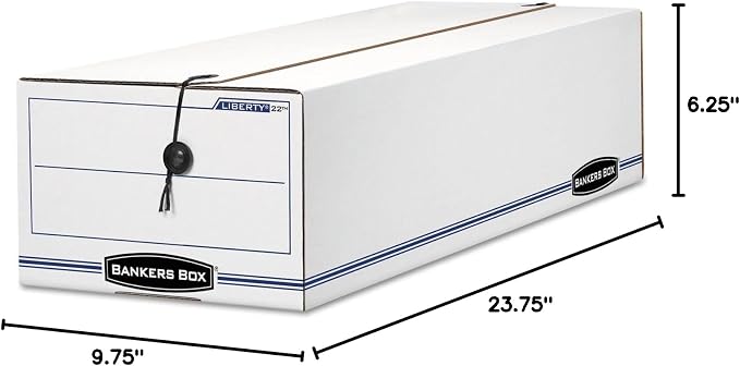 Bankers Box LIBERTY Check and Form Boxes, Standard Set-Up, String and Button, 9 1/2 x 23 1/4 x 6 Inches, Case of 12 (00022)