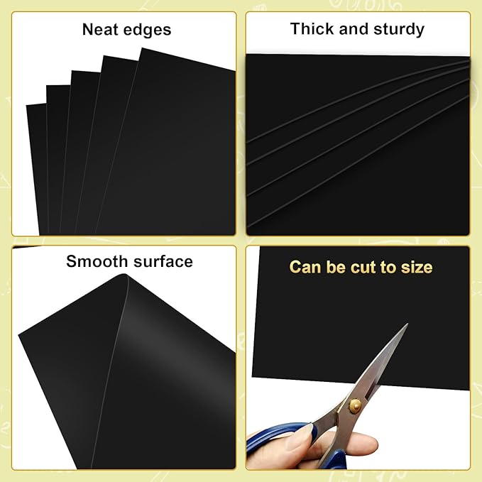 10 Pcs Black Poster Board 22" x 28" Paper Bulk, ROOKEA 250 GSM Vision Poster Boards for School Arts Craft Projects Presentations Drawing Scrapbooking Blank Graphic Display