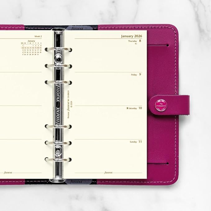 Filofax Calendar Diary Refill, Personal/Compact Size, Week-to-View, Cotton Cream Paper, Unruled, English, 2026 (C68424-26)