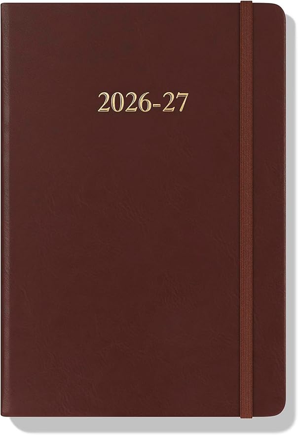 Wykeham's Executive 2025-26 Daily Journal Planner – Mid-Year Academic Diary (Conker, 8.5"×5.5")