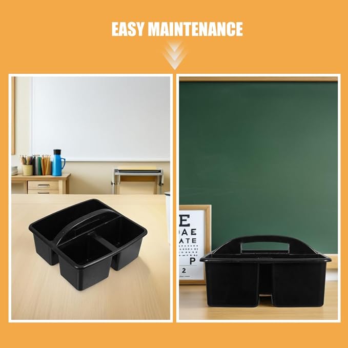 PRETYZOOM 2pcs Plastic Classroom Storage Caddy Tote with Handle, Compartment Organizer Basket for Stationery, Art Supplies, and Craft Tools, Portable Desk Storage and Teachers