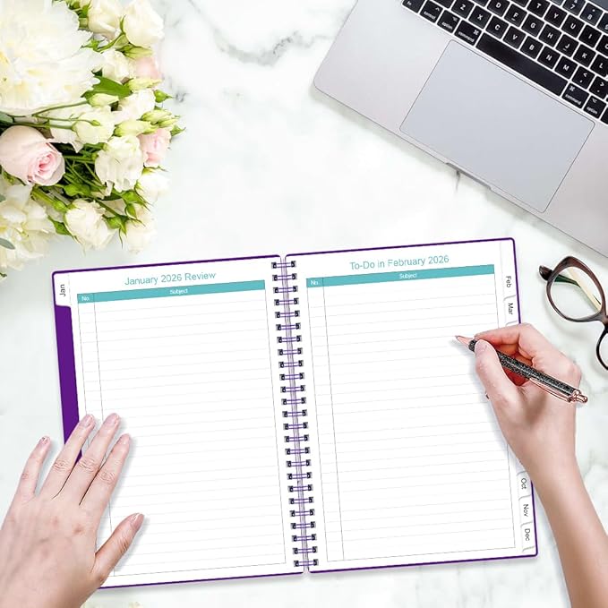 2026-2027 Monthly Planner - January 2026 - June 2027, Two Pages Per Month, 18 Monthly Calendar/Planner with Tabs, Inner Pocket, 6.4" x 8.5", Purple