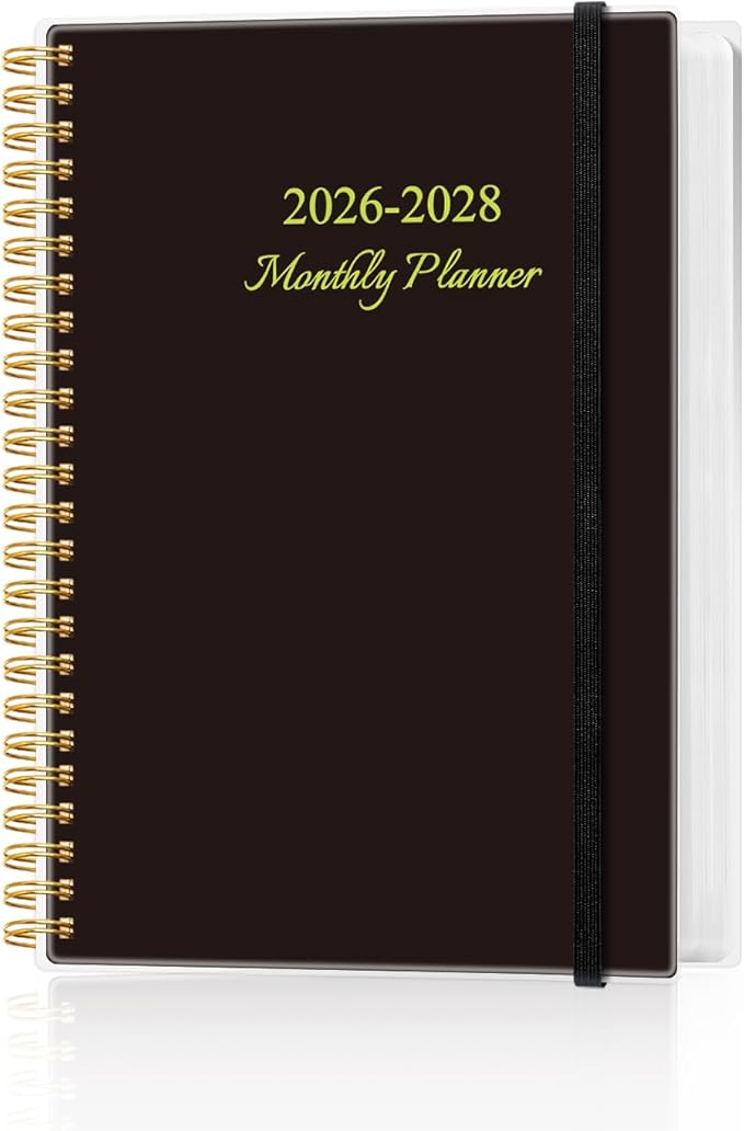 2026-2028 Monthly Planner, 3 Years Calendar from April 2026 - December 2028 with Spiral Binding, Inner Pocket, Elastic Closure, 33 Month Planner for Home | School | Office, 5.8" x 8.5", Black