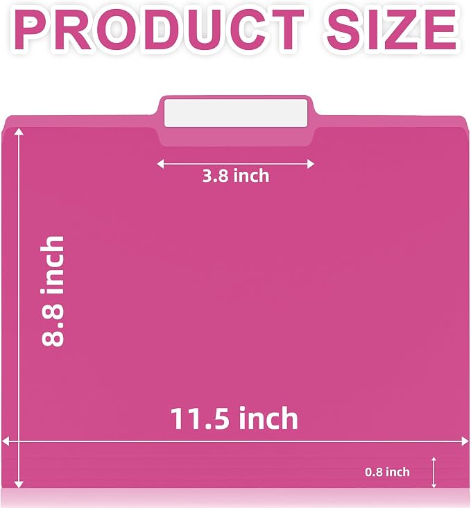 100 Packs Pink File Folder,1/3-Cut Tabs,Manilla File Folders Letter Size,8.5x11 Heavy Duty Paper File Folders for Office Filing,School Projects and Home,Organizer Documents