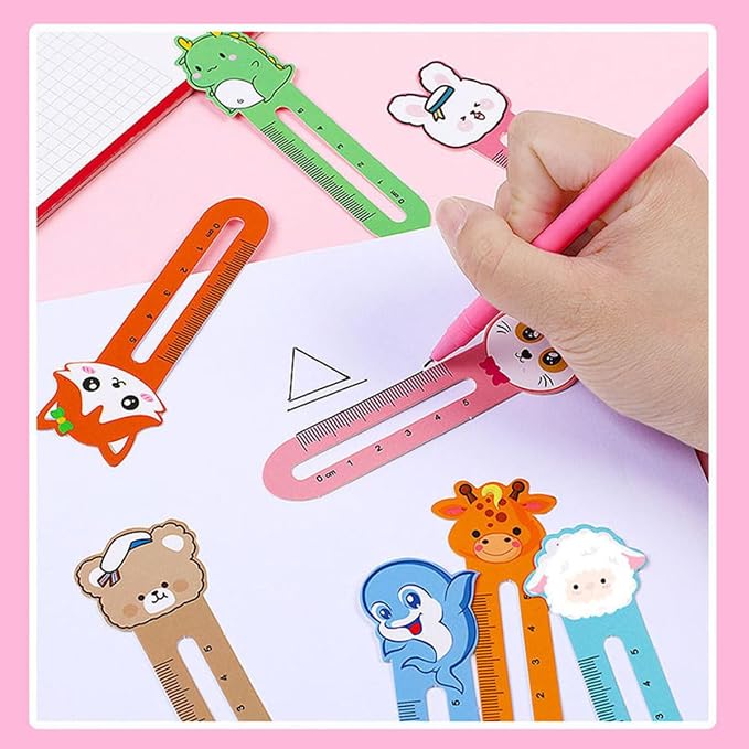 200 PCS Cute Animal Bookmarks for Kids with 10 Different Kawaii Animal Patterns Ruler Style Bookmarks Bulk Page Markers for Women Kids Students Book Lovers Gift School Home Office Supplies