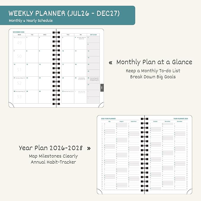 BEZEND Pocket Planner 2026-2027 Weekly and Monthly (3.5" x 6") 18 Months Small Academic Calendar (Jul 26-Dec 27) for Students, Work & Home, Storage Pocket, Spiral PU Leather Softcover -Lavender