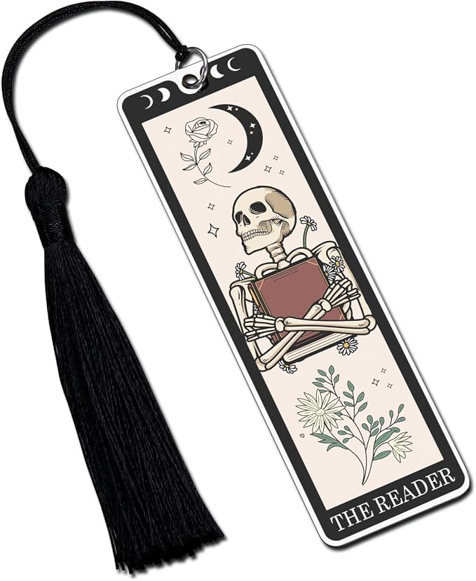 Bookmarks for Men Women Book Lovers Witchy Gifts for Women Funny Dark Romance Bookmarks Goth Accessories Spooky Gifts for Women High School Graduation Gift Ideas Skeleton Tarot Halloween Horror Gift
