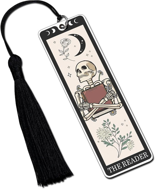 Bookmarks for Men Women Book Lovers Witchy Gifts for Women Funny Dark Romance Bookmarks Goth Accessories Spooky Gifts for Women High School Graduation Gift Ideas Skeleton Tarot Halloween Horror Gift