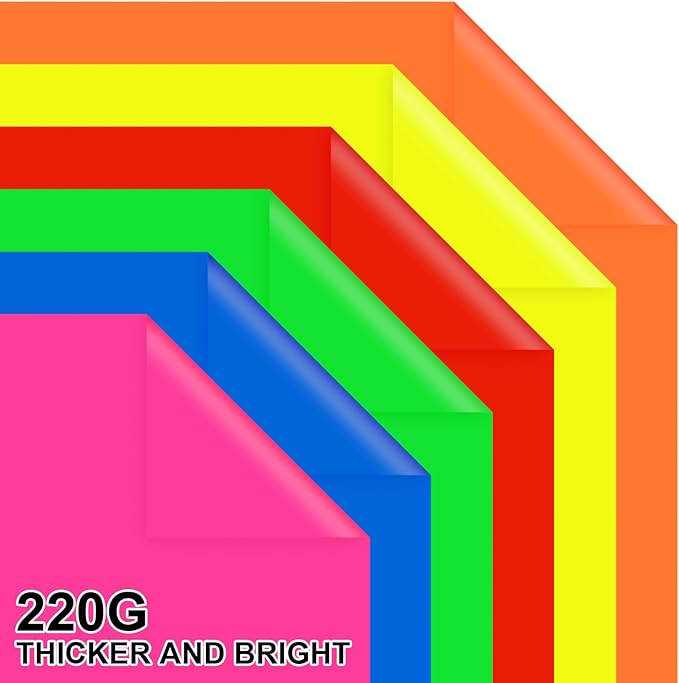VinTS 30 Sheets Neon Colored Poster Board,11.7 x 16.5 Assorted Poster Paper, Colorful Poster Board Bulk For School Craft,Science Fair Project,Drawing,Display,Party Decorate