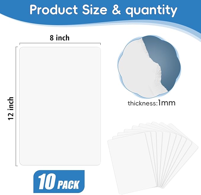 10 Packs of Small Whiteboards, Double-Sided Dry-Erase Blank Boards (Writable & Erasable) for Office, Home, Classroom, Math & Drawing (12” x 8”)