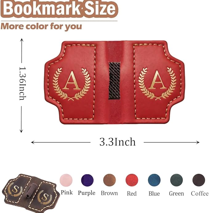 Personalized Mark Bookmark with Pen Holder, Leather Magnetic Book Marker 26 Letters,Custom Initials Page Marks, Gifts for Book Lovers Readers Men Women (Pink, D)