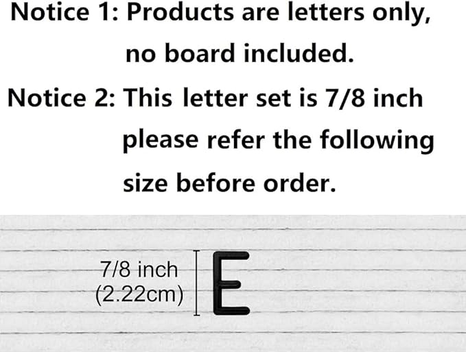 Felt Letter Board Letters Set, Pre-Cut 340pcs 7/8 inch(0.875") Black Letters Only(No Board Included)