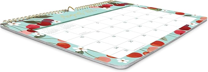 Orange Circle Studio Deluxe Wall Calendar 2025-26, Fruit & Flora, Large Monthly Planner with Hanging Hook for Home Office, Classroom or School Use, Family Calendar, Aesthetic Hanging Organizer