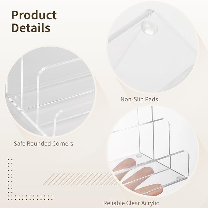 2 PCS Acrylic Mail Organizer, Clear Vertical Letter Holder with 3 Compartments, Divided File Sorter Desk Organizer for Mail Envelopes Letters Documents Home Office Storage Holder