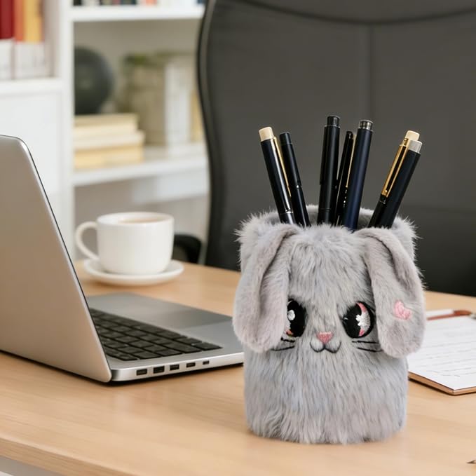 Desktop Pen & Makeup Brush Holder, Stylish Aesthetic Desk Organizer, Multi-Function Stationery Storage Cup for Bedroom School Office