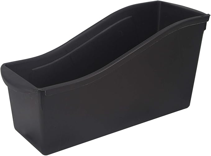 Storex Industries 14.3" x 5.3" x 7" Storex Large Book Bin with Front Pocket, Black