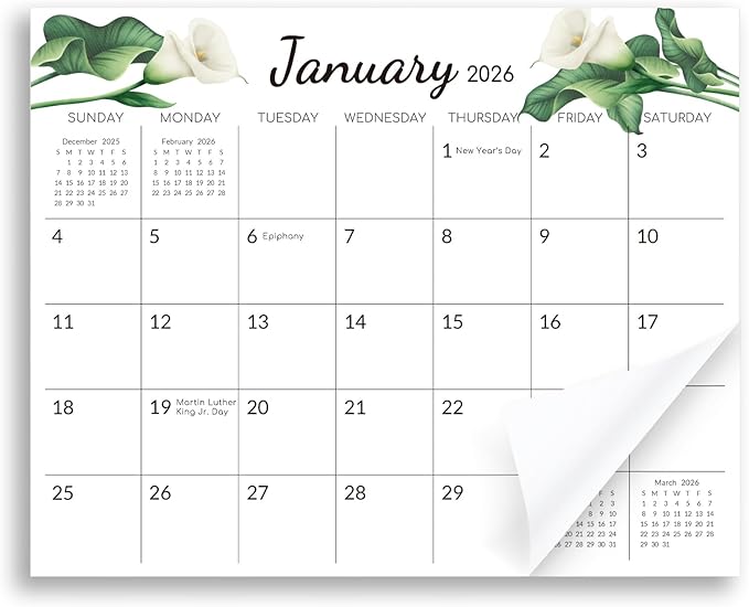 Magnetic Calendar for Refrigerator, 10"x 8" Fridge Calendar from Jan. 2026 to Dec. 2027, Wall Calendars 2026-2027 Prefect for Planning and Organizing Your Life - Flower