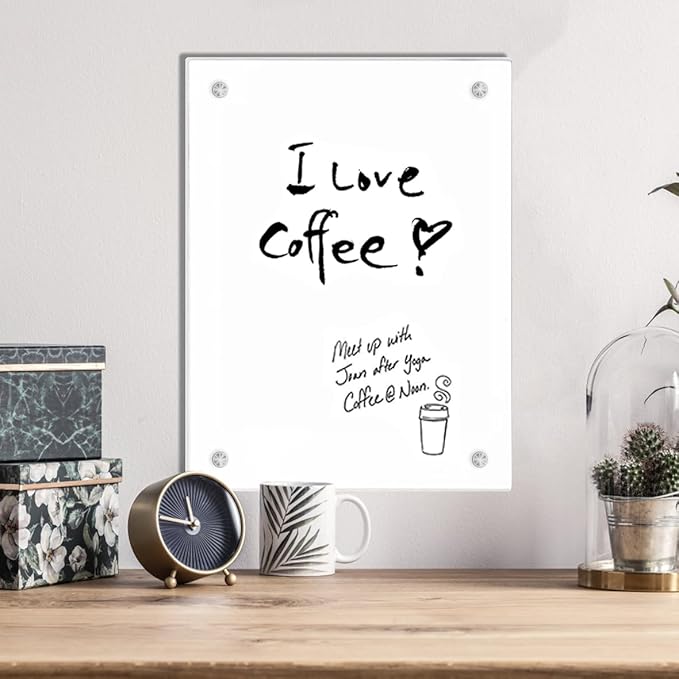 TORASO Glass Whiteboard, Dry Erase White Board, 11.8" x 15.7" Small Glass Board for Home Kitchen, Office, Frameless, Brilliance White(BB-WH-3040)