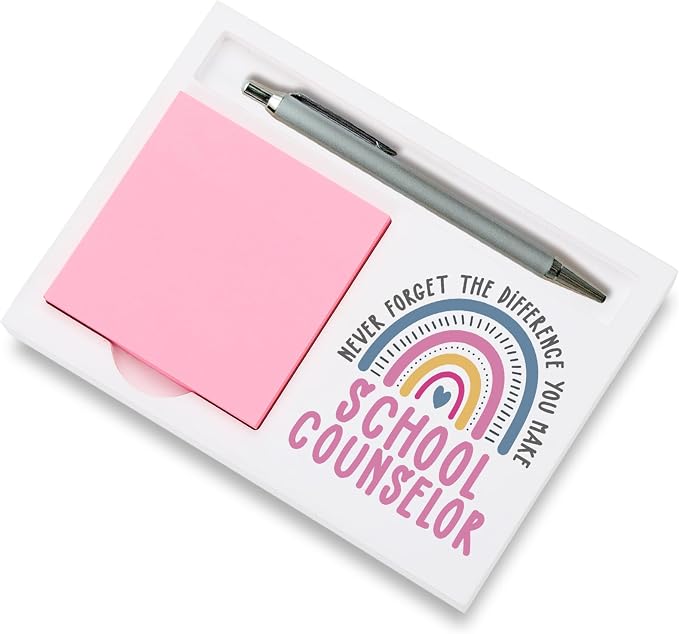 School Counselor Gifts Sticky Note Holder, Thank You Gift for School Counselor Office Recognition for Education Appreciation Week, Birthday or Holiday Graduation Self-Stick Note Pad Holders PB051