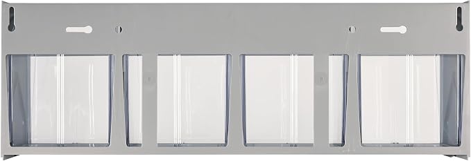 Deflecto Four-bin horizontal tilt bin storage system, 23-5/8w x 6-5/8d x 8-1/8h, Gray (20409B1PK)