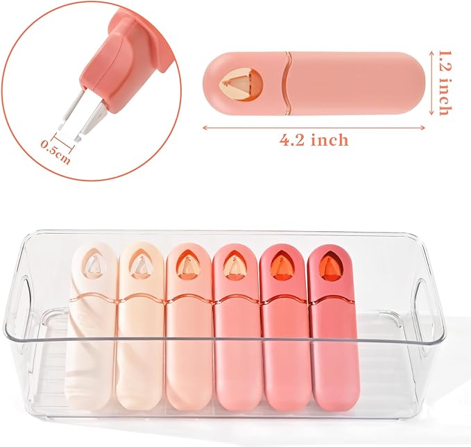 Temiary 12Pcs Cute White Smooth Pull Out Tape, Easy to Use White Correction Pens, 1/5 x 236in Smooth Writing & Aesthetic Office School Supplies (Pink)