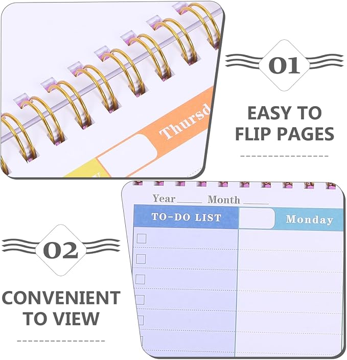 LALAFINA Brilliant Weekly Scheduler Undated Desk Planner Calendar Planning Pad for Whole Year School Home Office, Purple, 12X4.8 Inch