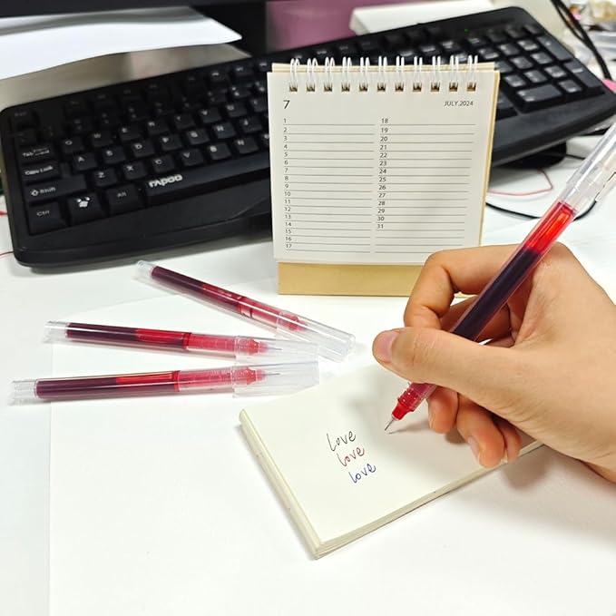 Back to School Backpack Essentials Red Pens Red Liquid Ink Rollerball Pens Writing Pen Red Ink Pen 12 PCS Fine Tip Fine Point Smooth for School 0.5 Pens Fine Point