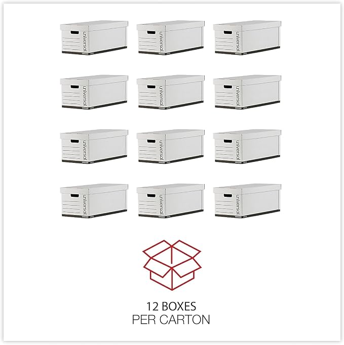 Universal 95220 Lift-Off Lid File Storage Box, Letter, Fiberboard, White, 12/Carton