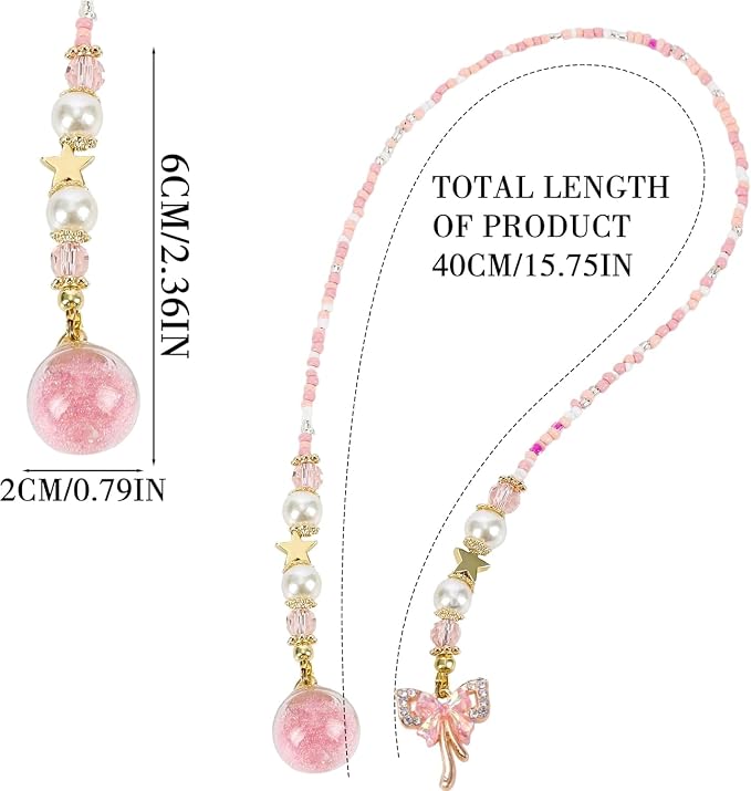 Cute Bow Bookmark Gifts - Pink Coquettee Beaded Bookmarks for Women Girls Book Lovers Funny Aesthetic Crystal Bead Chain Page Marks School Office Reading Accessories Bookish Gift for Birthday