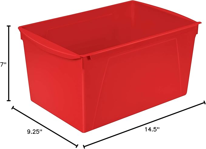 Storex Extra-Large Book Bin, Interlocking Plastic Organizer for Home, Office and Classroom, Assorted Colors, (71126E06C) (Pack of 6)