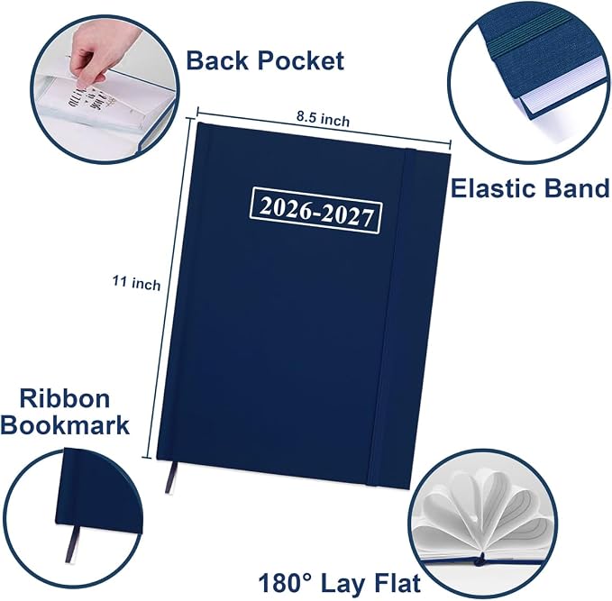 Planner 2026-2027 - 8.5'' × 11'' Weekly & Monthly Planner from July 2026 to June 2027, Large Planners 2026-2027 with Pefect Organizer, Fabric Cover, Inner Pocket, Blue
