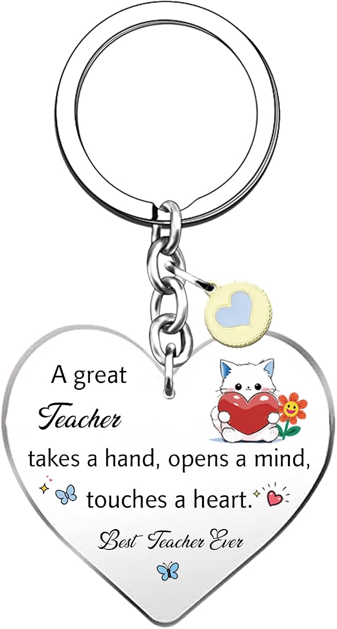 Teacher Gifts for Teachers Day Appreciate Presents Birthday Flower Shaped Signs Bookmark Keychain 3PC Set Graduation Christmas Keepsakes Acrylic Keyring Thank You Plaque Women Men Retirement (Blue)