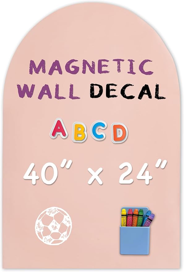 YOUNGJQ Magnetic Arch Wall Decal, Magnetic Chalkboard for Wall 40" x 24" Adhesive Backing Wallpaper for Playroom Home(Camel Blush)