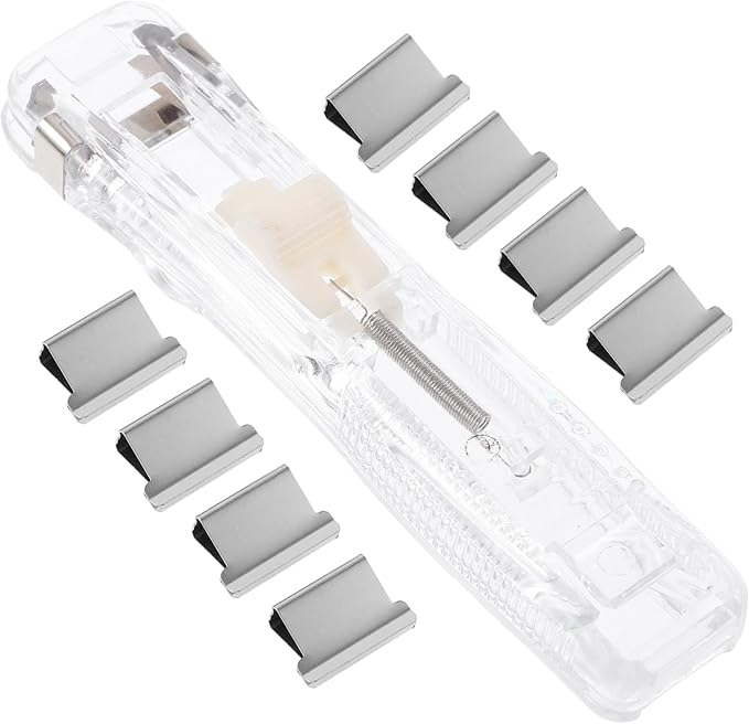 Operitacx 2sets Refillable Desk Stapler with Clip Dispensers Transparent Push Clip Paper Clipper Office Supplies for and Organization