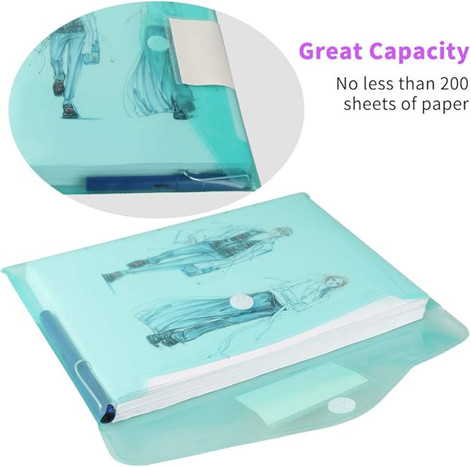 24 Pack Plastic Poly Filing Envelopes, Clear Document Folders US Letter A4 Size File Envelopes with Label Pocket & Paste Button for School Home Work Office Organization, 6 Assorted Color