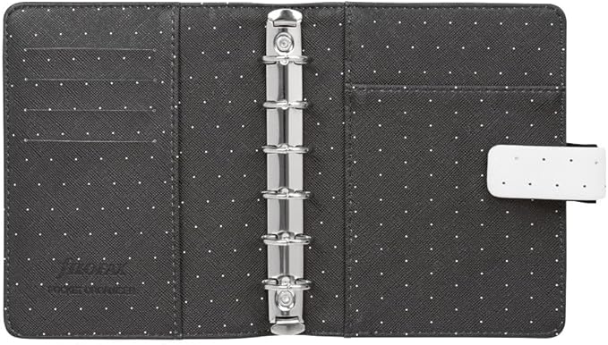 Filofax Moonlight Organizer, Pocket Size, White - Leather-Look, Gold Accents, Six Rings, Week-to-View Calendar Diary, Multilingual, 2025 (C022650-25)
