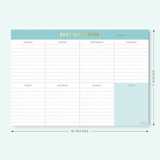 Sweetzer & Orange Weekly To Do List Pad. Gold Foil Weekly Planner Notepad with Daily Agenda Squares. 7x10” Day Scheduler 2026 - Student Organizer, Work Scheduler, and Checklist Note Pad.