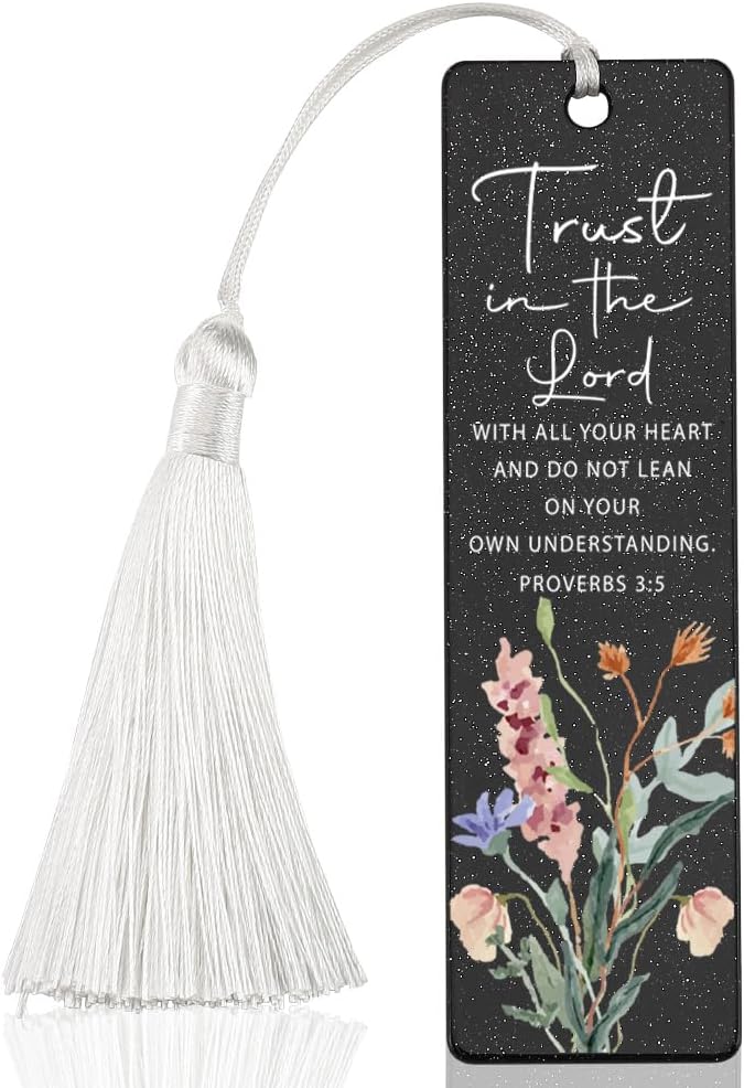 Christian Trust - Inspiring Bookmark, Inspirational Gift for Believers, Uplifting Gift for Spiritual Readers, Spiritual Bookish Present, Unique Floral & Scripture Design Bookmark, WCB63